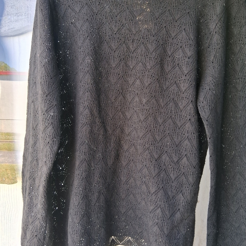 Talbots Black Textured Knit Top